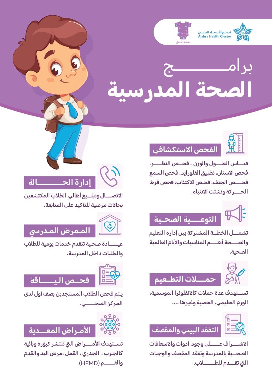 صورة انفوجرافيك برنامج الصحة المدرسية كبيرة